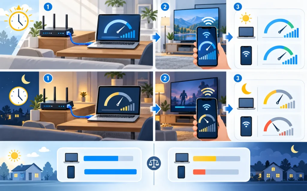 Hastighetstest med kabel och wifi vid tv:n